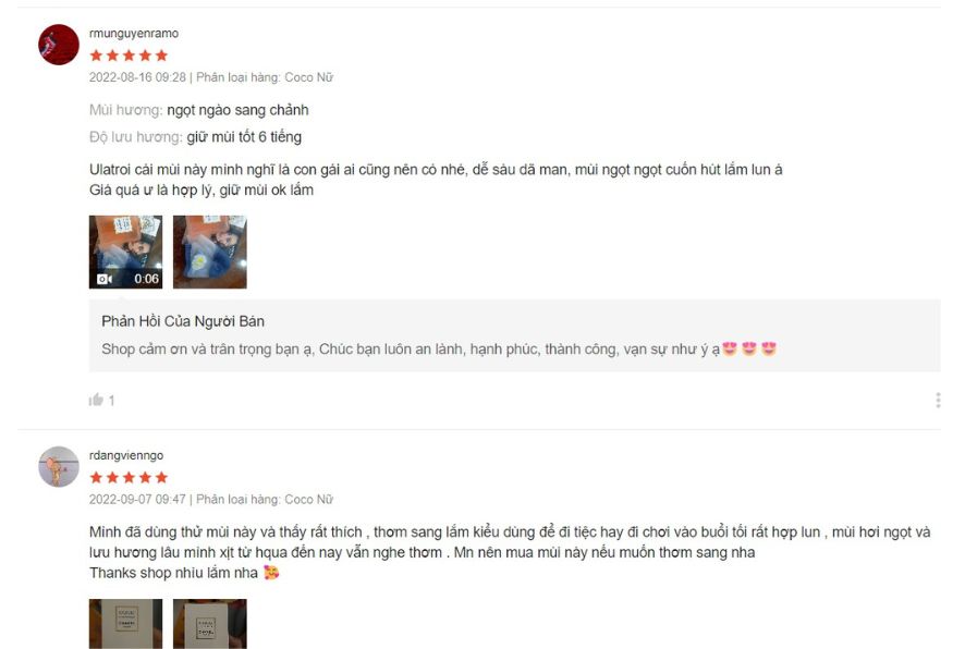 Feedback khách hàng trên shopee