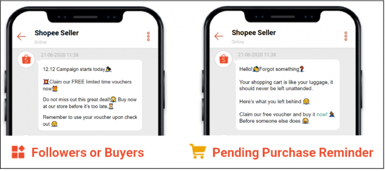 Gửi tin nhắn broadcast đến follower trên shopee