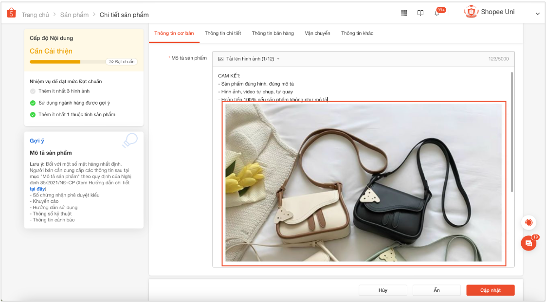 Tối ưu mô tả sản phẩm Shopee